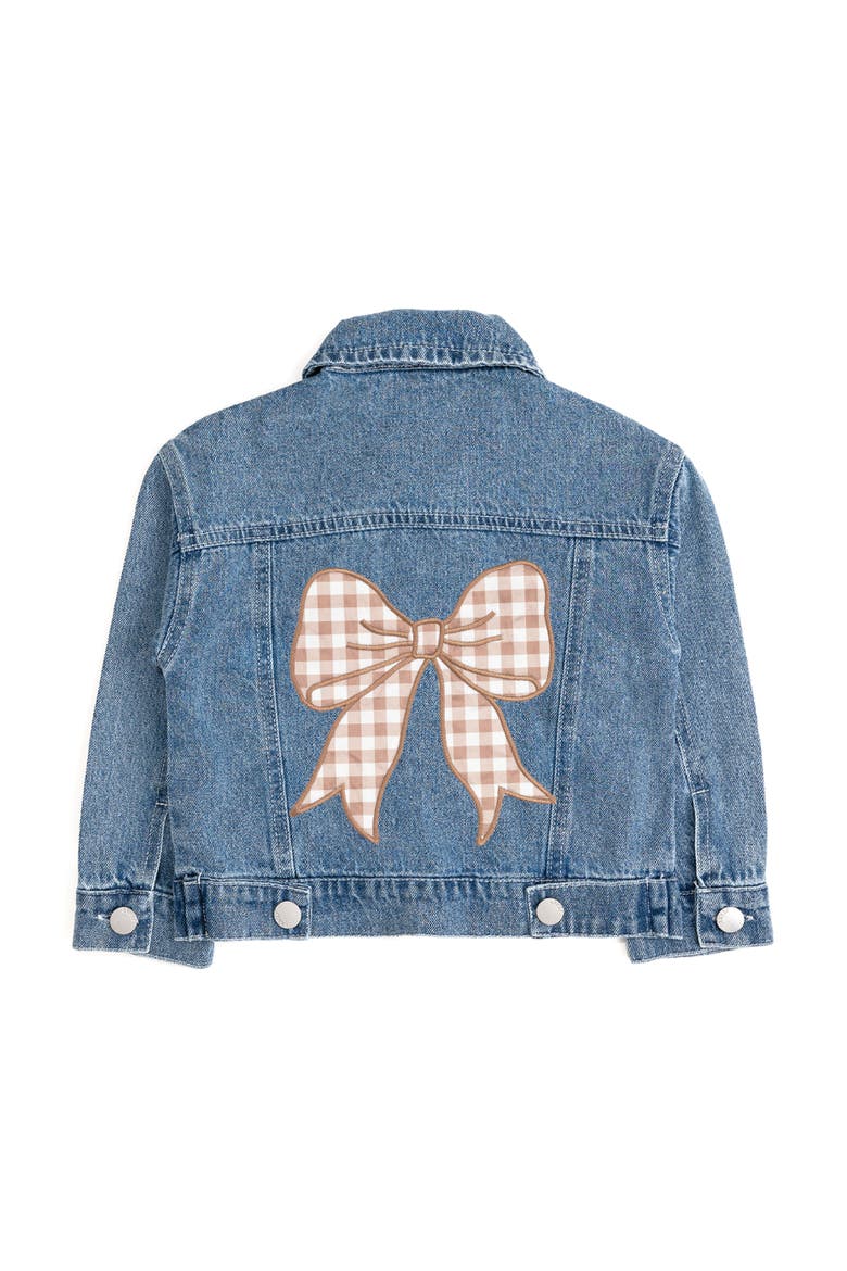 Gingham Bow Patch Denim Jacket, Main, color, Denim