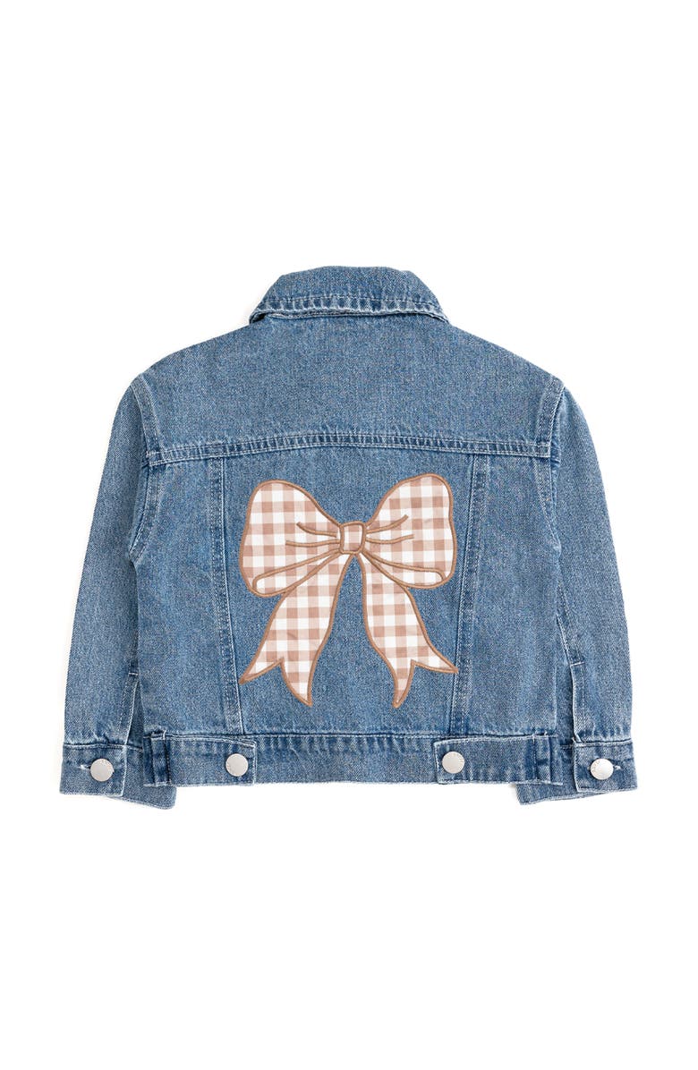 Sweet Wink Gingham Bow Patch Denim Jacket, Main, color, Denim