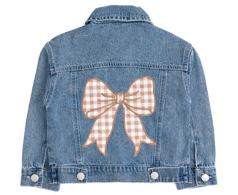 Gingham Bow Patch Denim Jacket (Toddler, Little Kid & Big Kid)