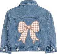 Sweet Wink Gingham Bow Patch Denim Jacket