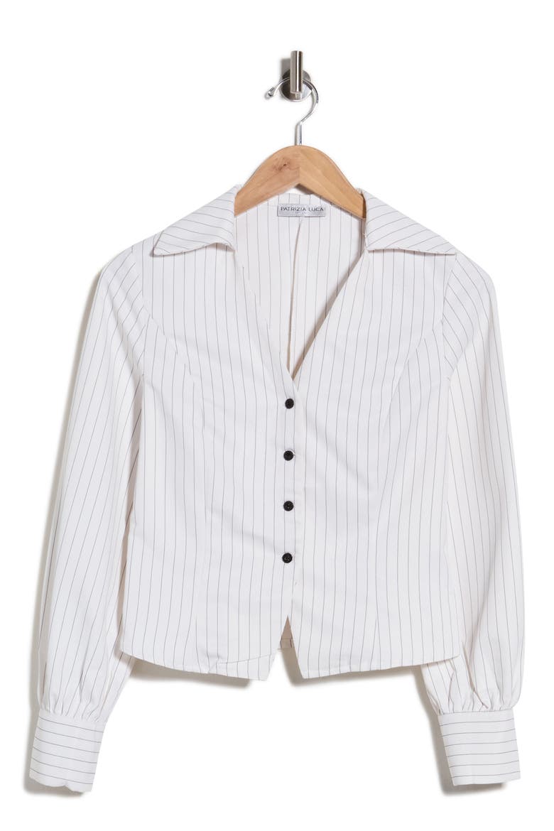 Pinstripe Long Sleeve Shirt, Alternate, color, OFF WHITE