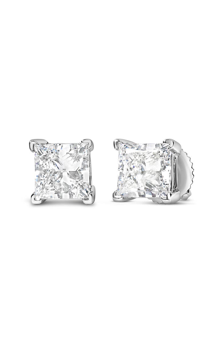 Haus of Brilliance 14K White Gold 1 1/2 Ct Princess Lab-Grown Diamond Solitaire Stud Earrings, Alternate, color, White