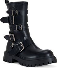 AZALEA WANG Spridy Buckled Combat Boot