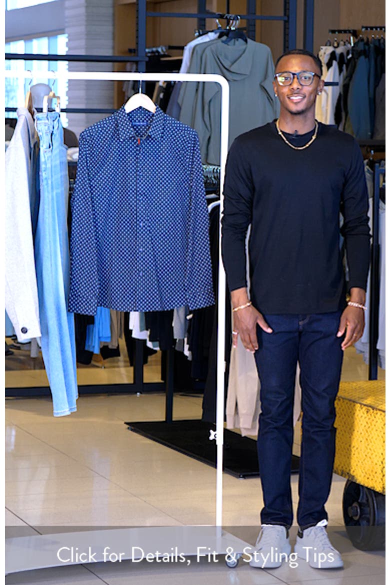 Painted Dot Print Stretch Cotton Button-Up Shirt video