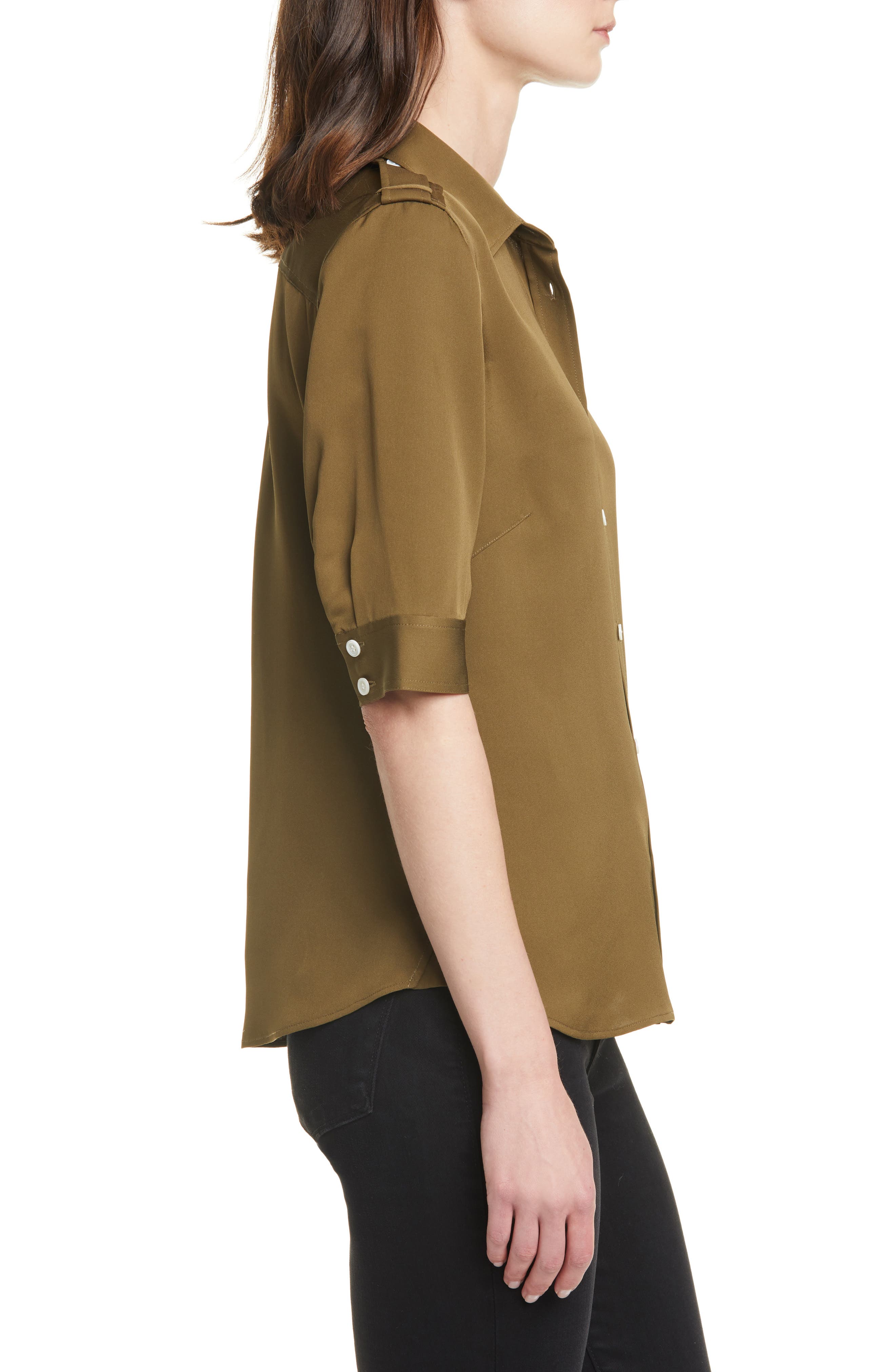 FRAME '70s Epaulet Silk Shirt (Women) | Nordstromrack