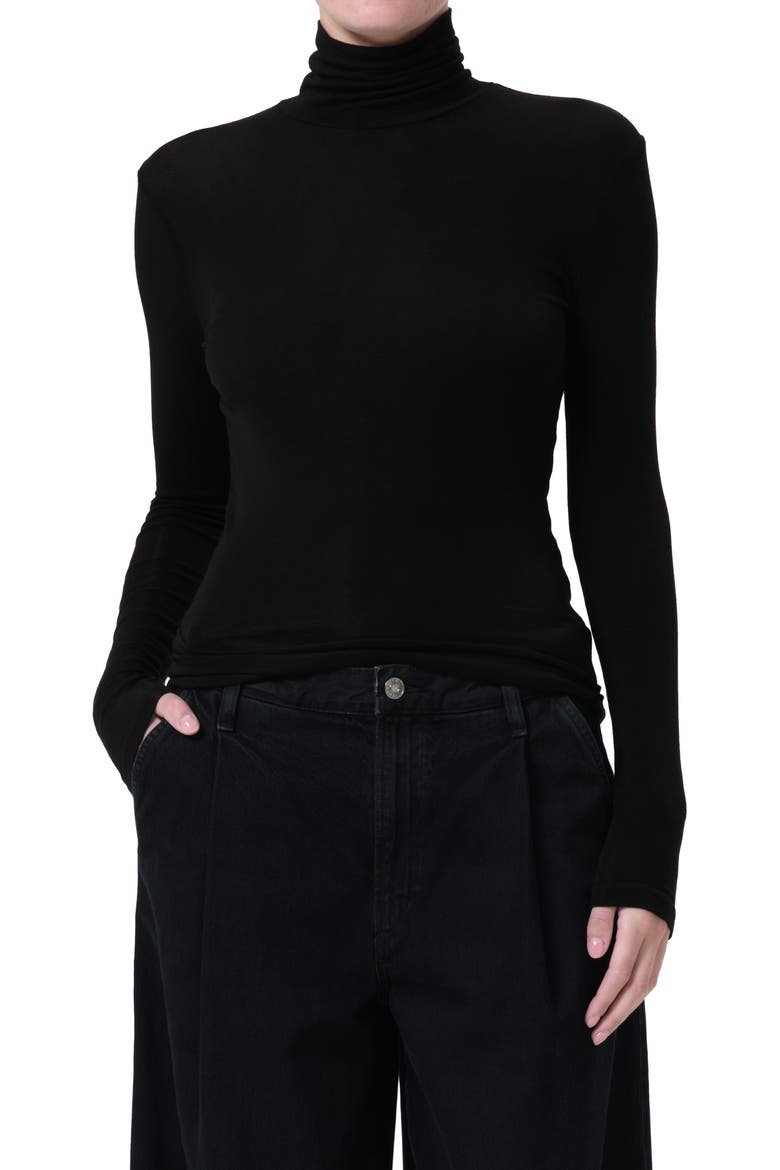 Pascale Rib Turtleneck Top, Main, color, BLACK