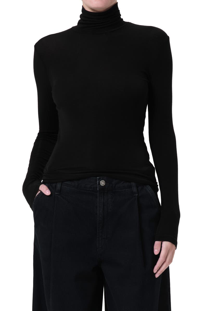 AGOLDE Pascale Rib Turtleneck Top, Main, color, Black