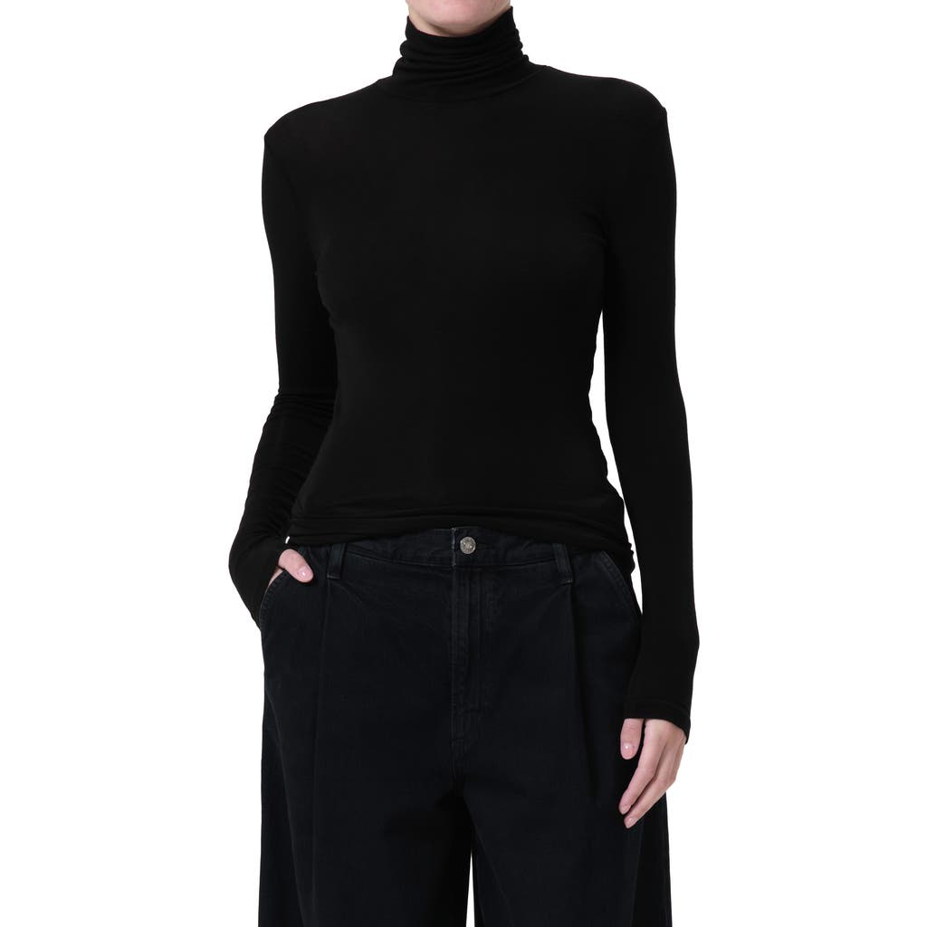 AGOLDE Pascale Rib Turtleneck Top in Black at Nordstrom, Size Small