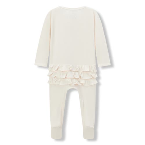 Milkbarn Luxe Solid Ruffle Footed Romper In White