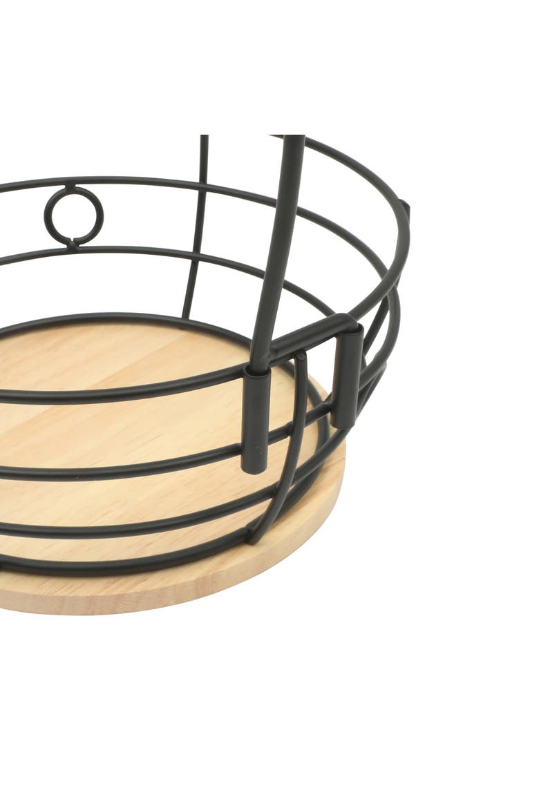 Harvest Season Two-Tier Metal Fruit Basket with Banana Hanger, Alternate, color, Black