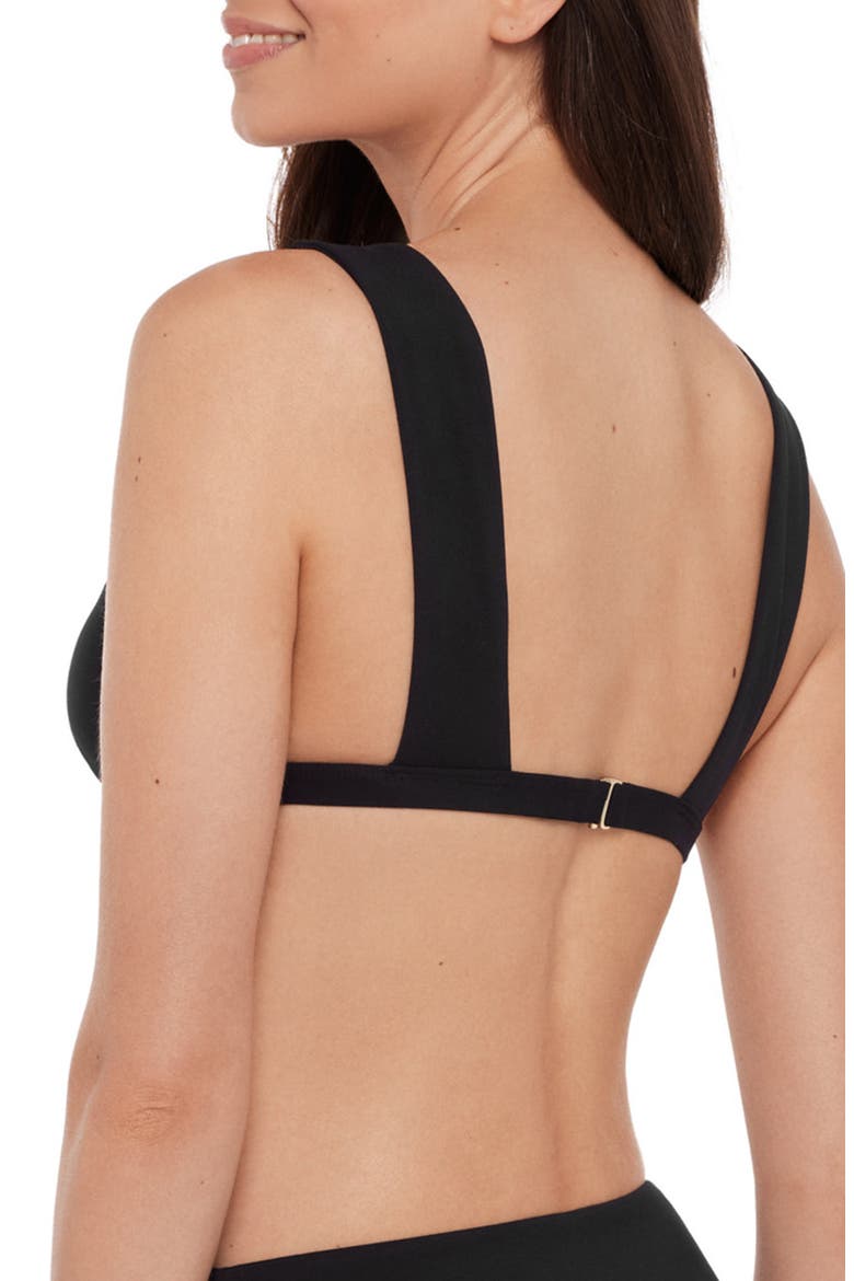 Studded Triangle Bikini Top, Alternate, color, BLACK