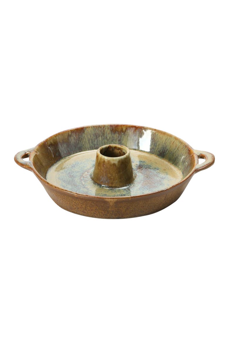 Stoneware Dish with Toothpick Holder, Reactive Glaze, Brown, Main, color, Brown