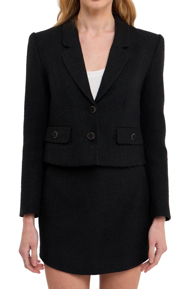 Endless Rose Crop Tweed Blazer, Main, color, 