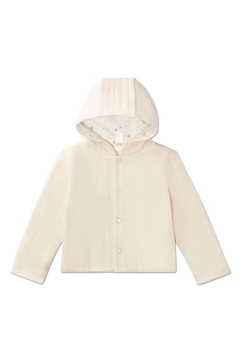 Toddler Hooded Reversible Cotton Rich Star-Print Quilted Jacket, Main, color, Oatmeal-Winter White