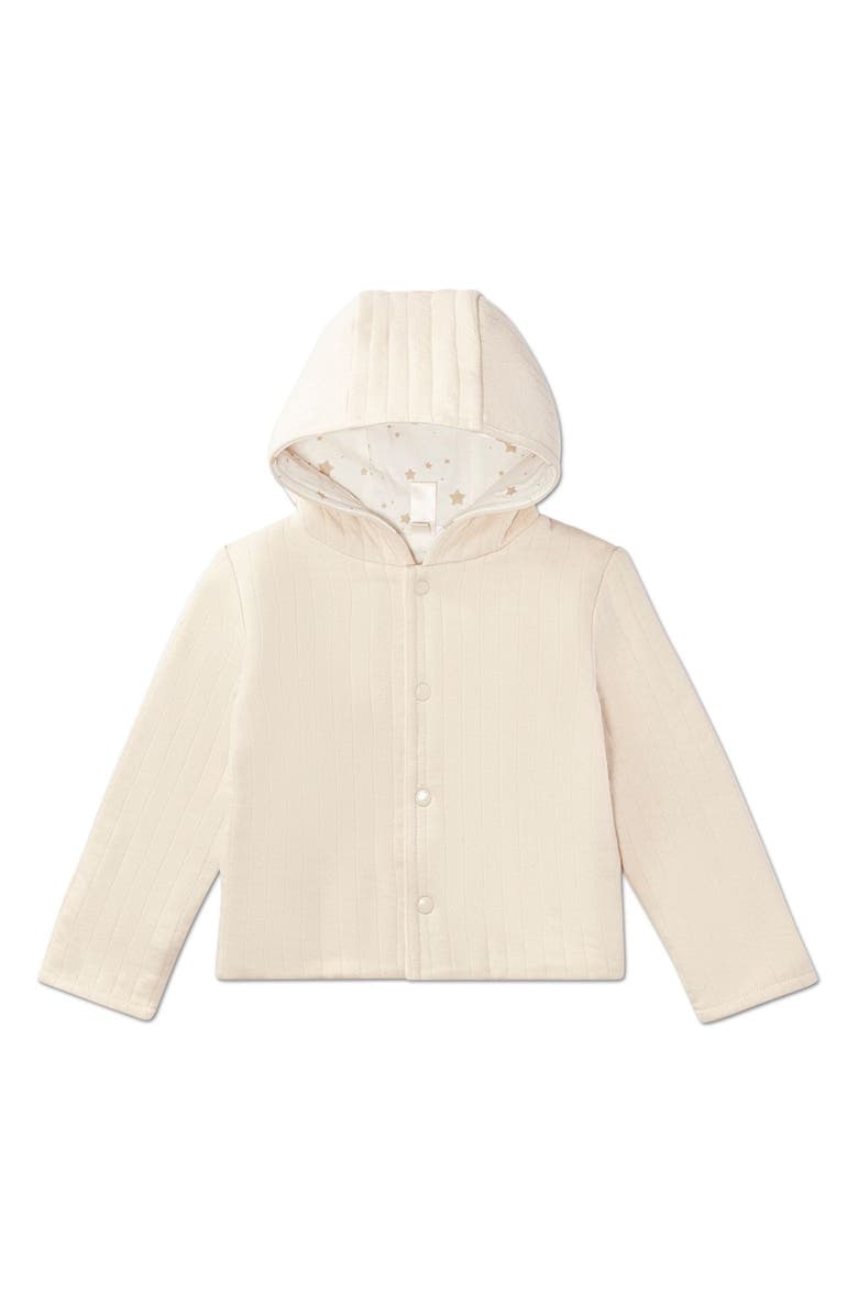 MiniMoi Toddler Hooded Reversible Cotton Rich Star-Print Quilted Jacket, Main, color, Oatmeal-Winter White
