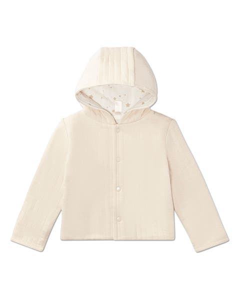 Toddler Hooded Reversible Cotton Rich Star-Print Quilted Jacket