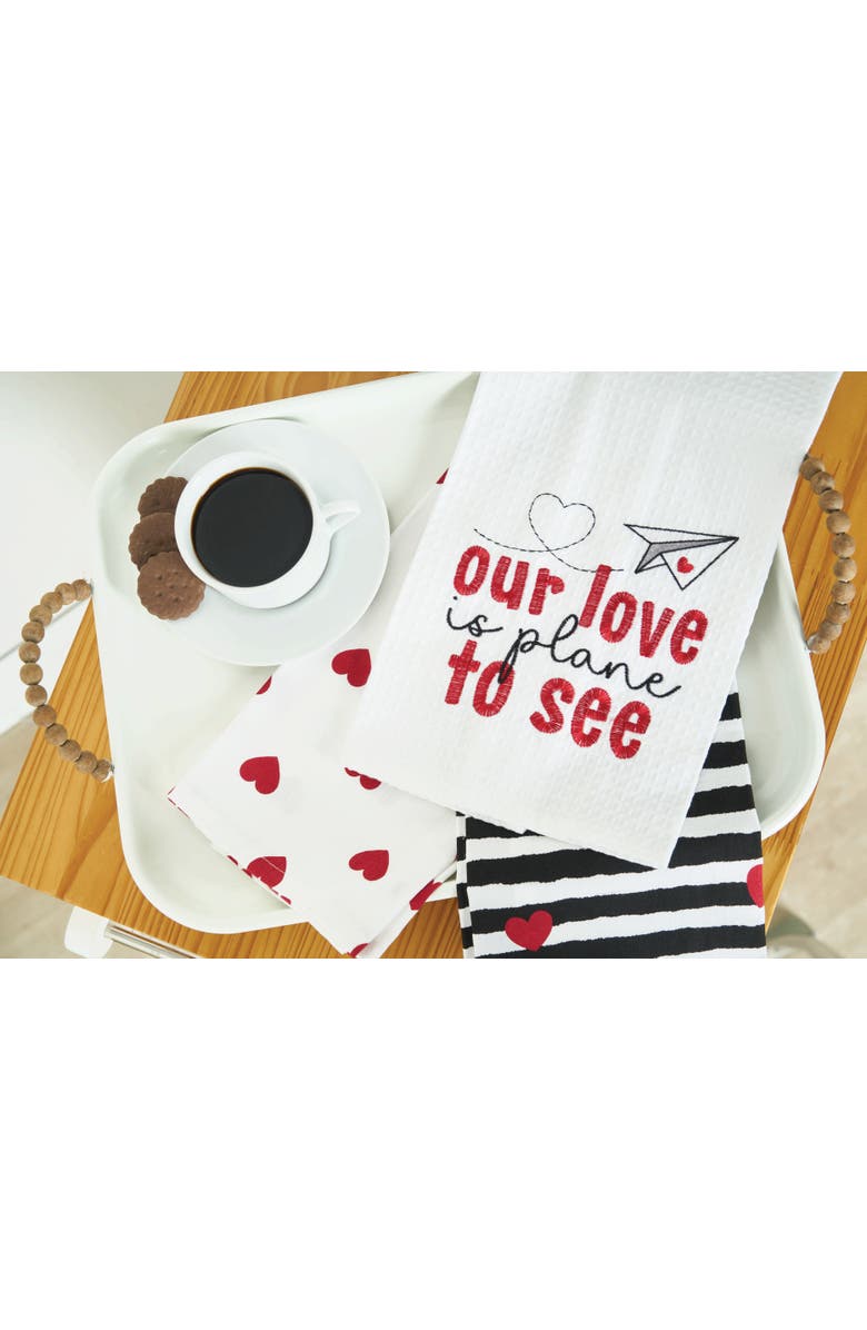 C&F Home Love Heart Valentine's Day 100% Cotton Flour Sack Dishtowels Set of 2, Alternate, color, Red