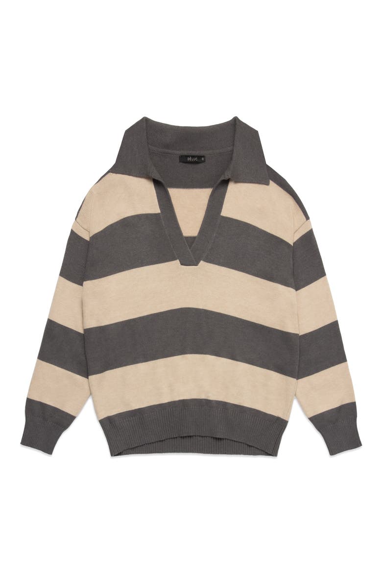 Nick Polo Stripe Sweater, Main, color, GREY MELANGE WITH EC