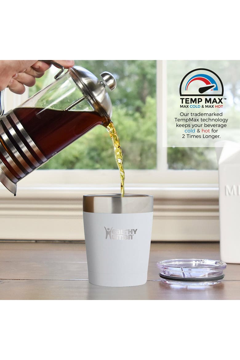Stainless Steel Tumbler with Straw, 12 oz Pure White, Alternate, color, White