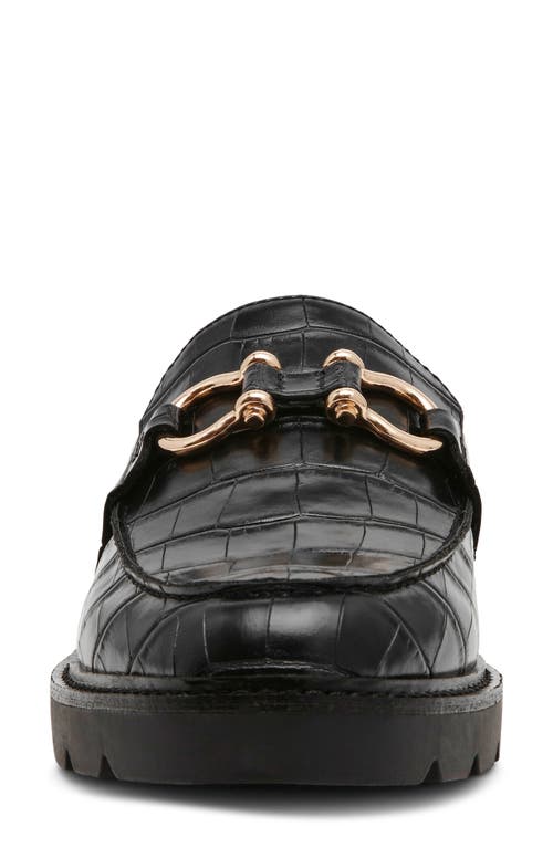 Anne Klein Ester Croc Embossed Loafer In Black