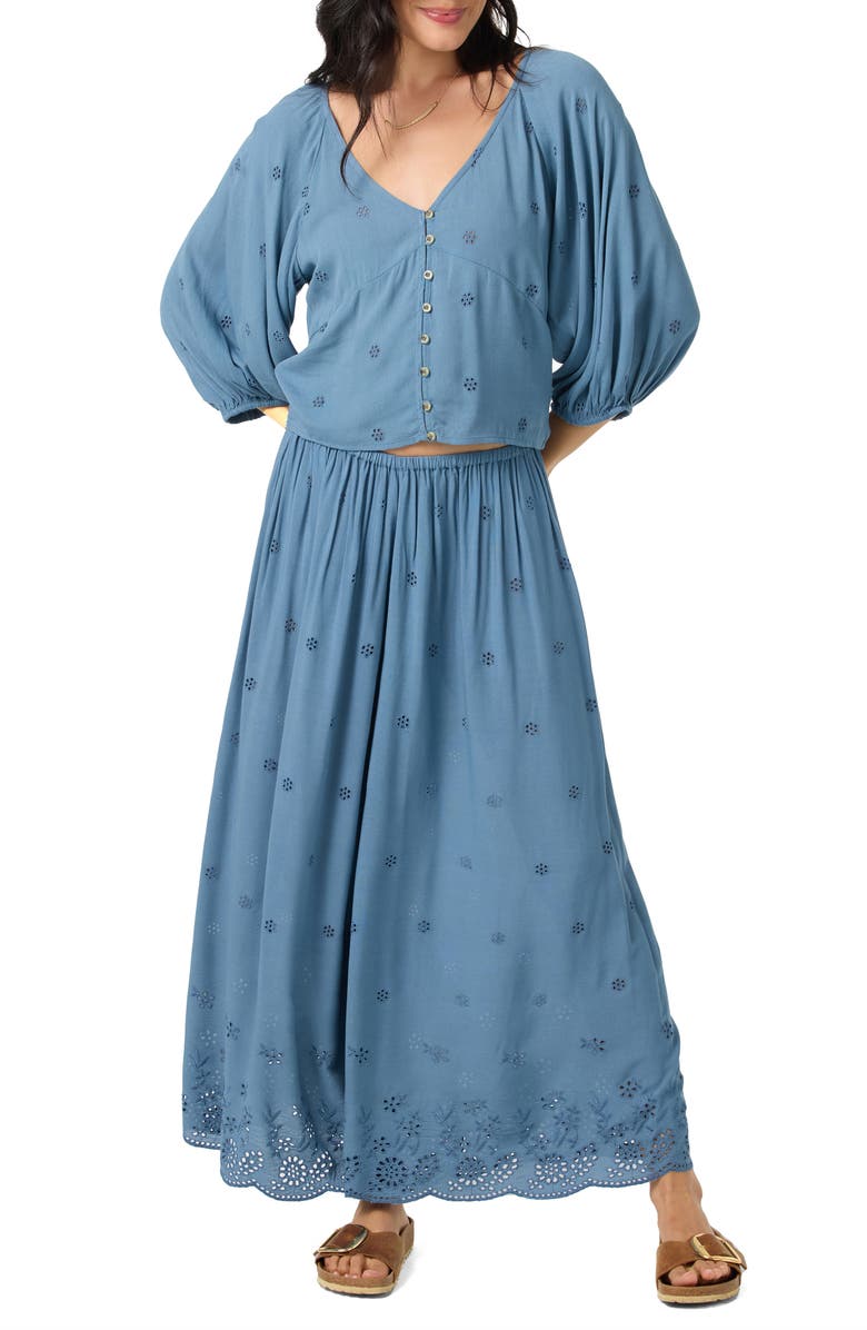 O'Neill Delaney Eyelet Wide Leg Pants, Alternate, color, Provincial Blue