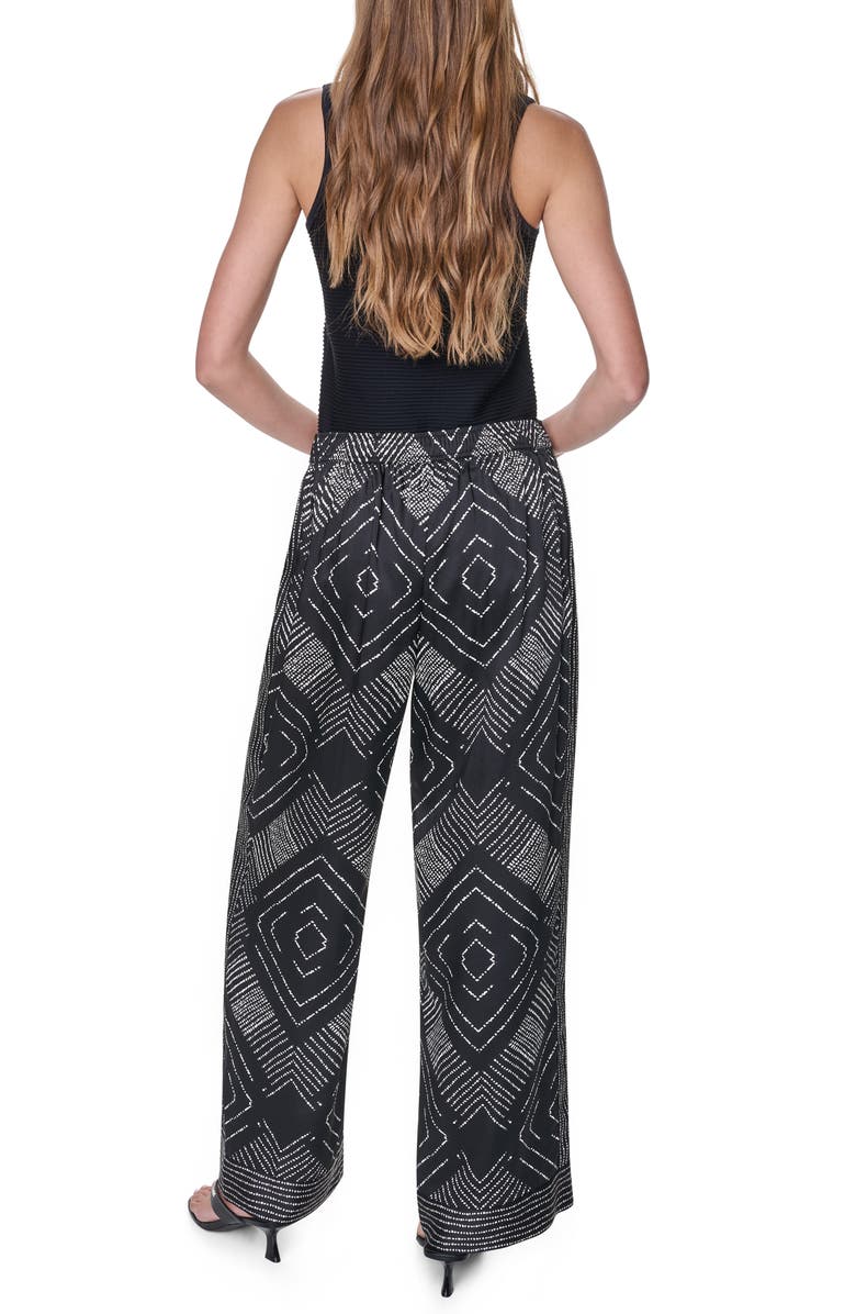 DKNY Scarf Print Wide Leg Pants, Alternate, color, Geo Diamond Pointelle