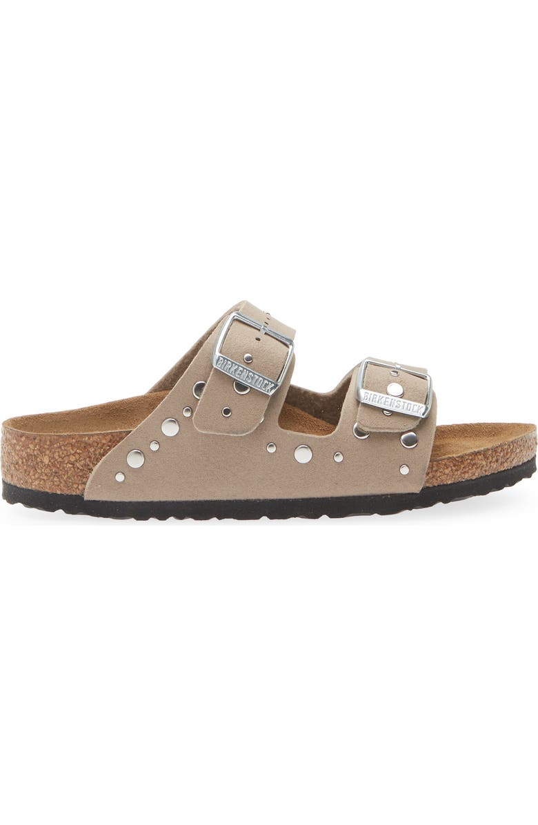 Birkenstock Arizona Rivets Studded Slide Sandal, Alternate, color, Gray Taupe