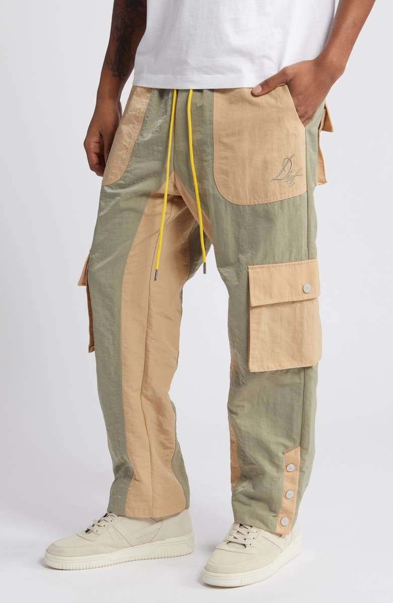 DIET STARTS MONDAY Colorblock Nylon Cargo Pants, Main, color,