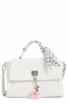 Madden Girl Scarf & Fruit Charm Straw Handbag