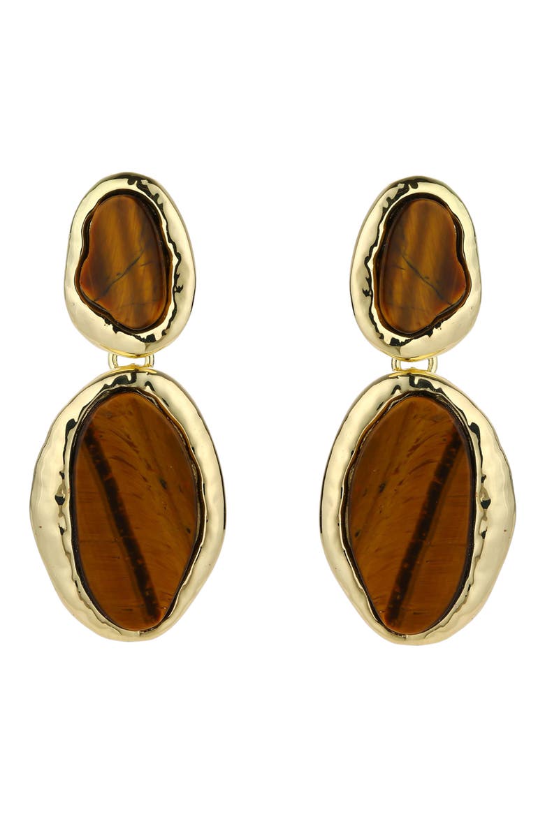 Spellbound Tiger's Eye Drop Earrings, Main, color, GOLD/ TIGERS EYE