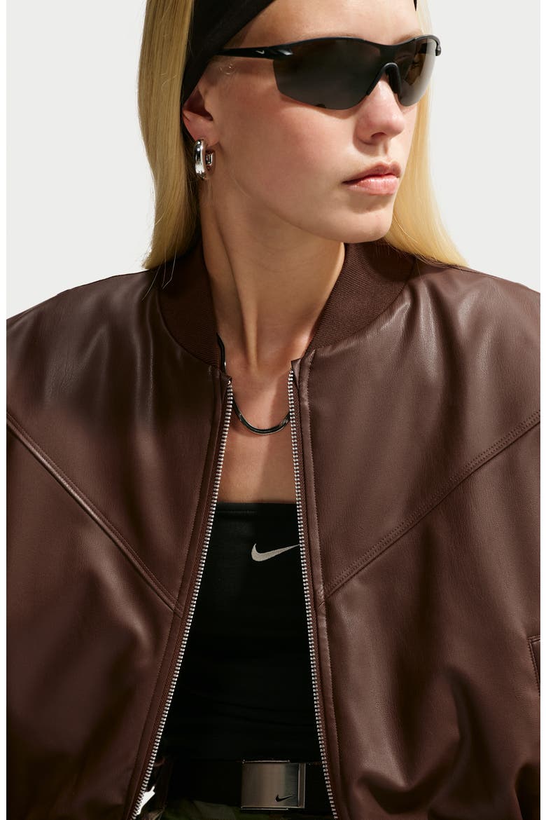 Faux Leather Bomber Jacket, Alternate, color, CACAO WOW/ CACAO WOW