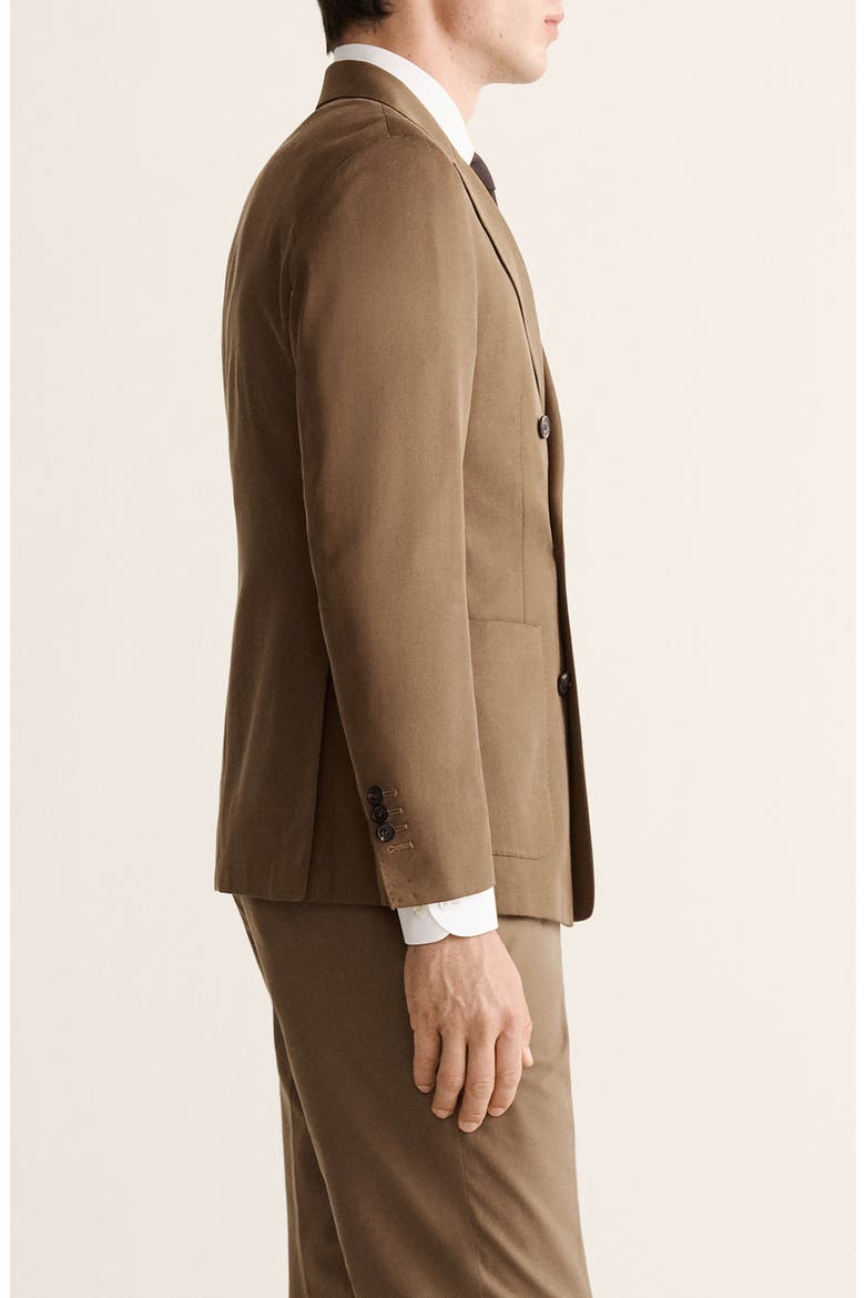 Double Breasted Slim Fit Jacket, Alternate, color, TOBACCO BROWN