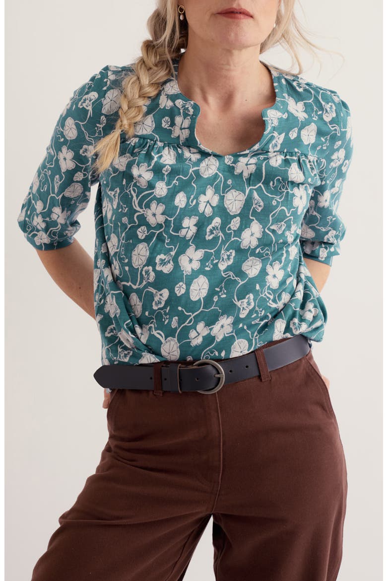 Little Sun Organic Cotton Top, Main, color, NASTURTIUM PRESS ESTUARY