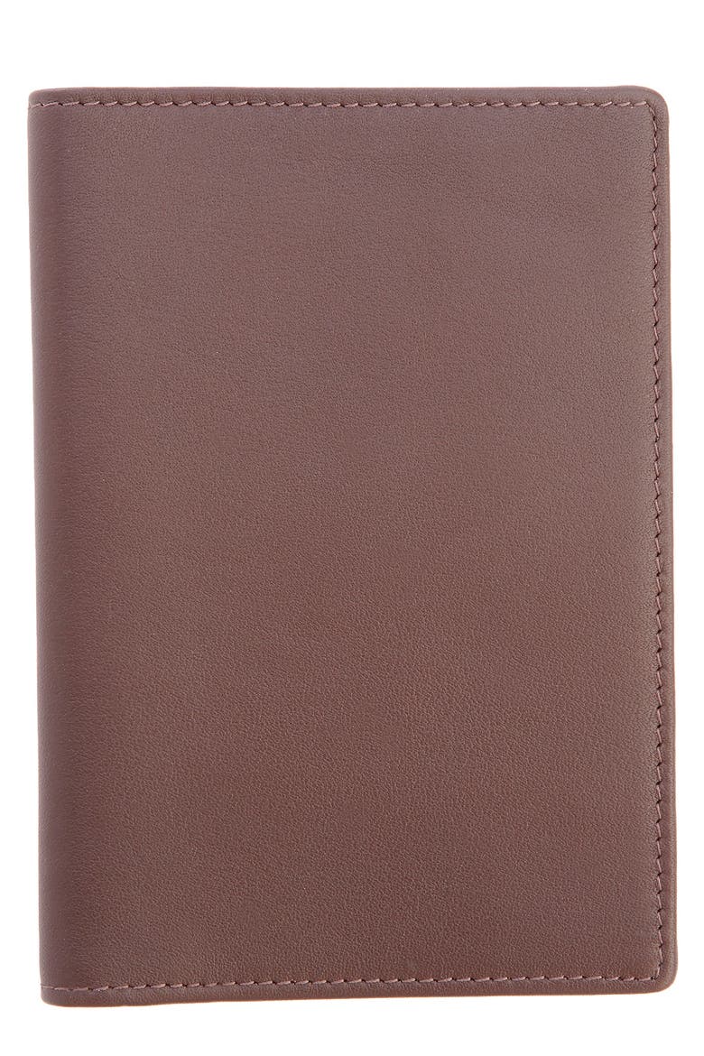 RFID Leather Passport Case, Main, color, BROWN