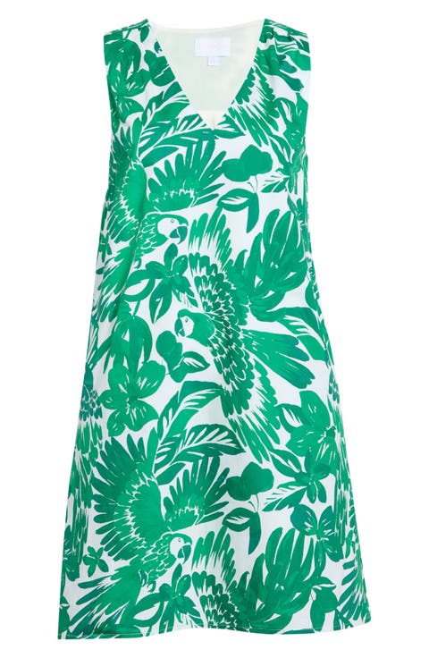 Tropical Print Cotton Shift Dress