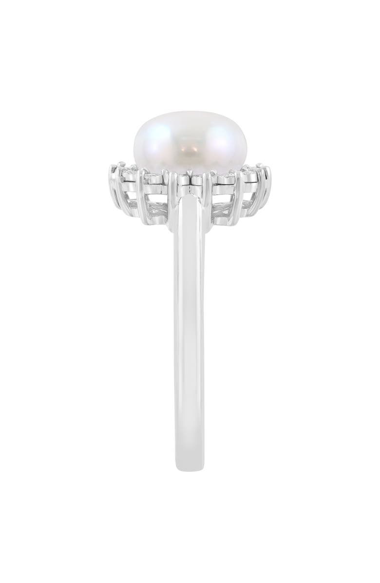 EFFY Sterling Silver Pearl Diamond Halo Ring, Alternate, color, White