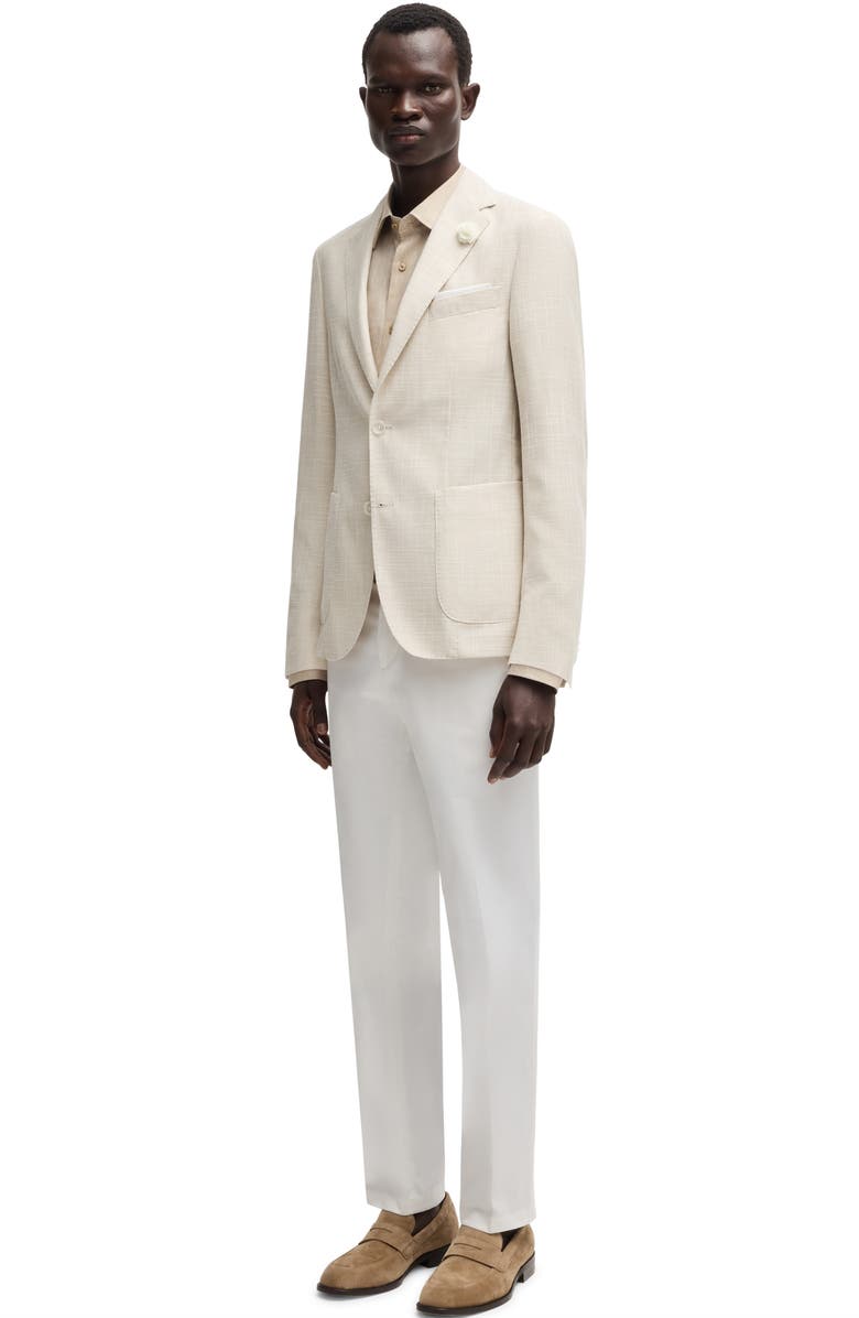 BOSS Hanry Slim Fit Slub Wool & Cotton Blend Sport Coat, Alternate, color, Open White