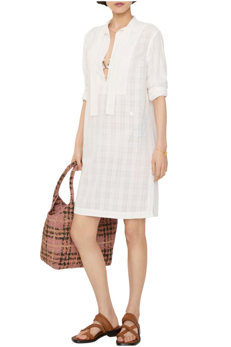 Check Cotton Voile Dress, Main, color, Chalk white