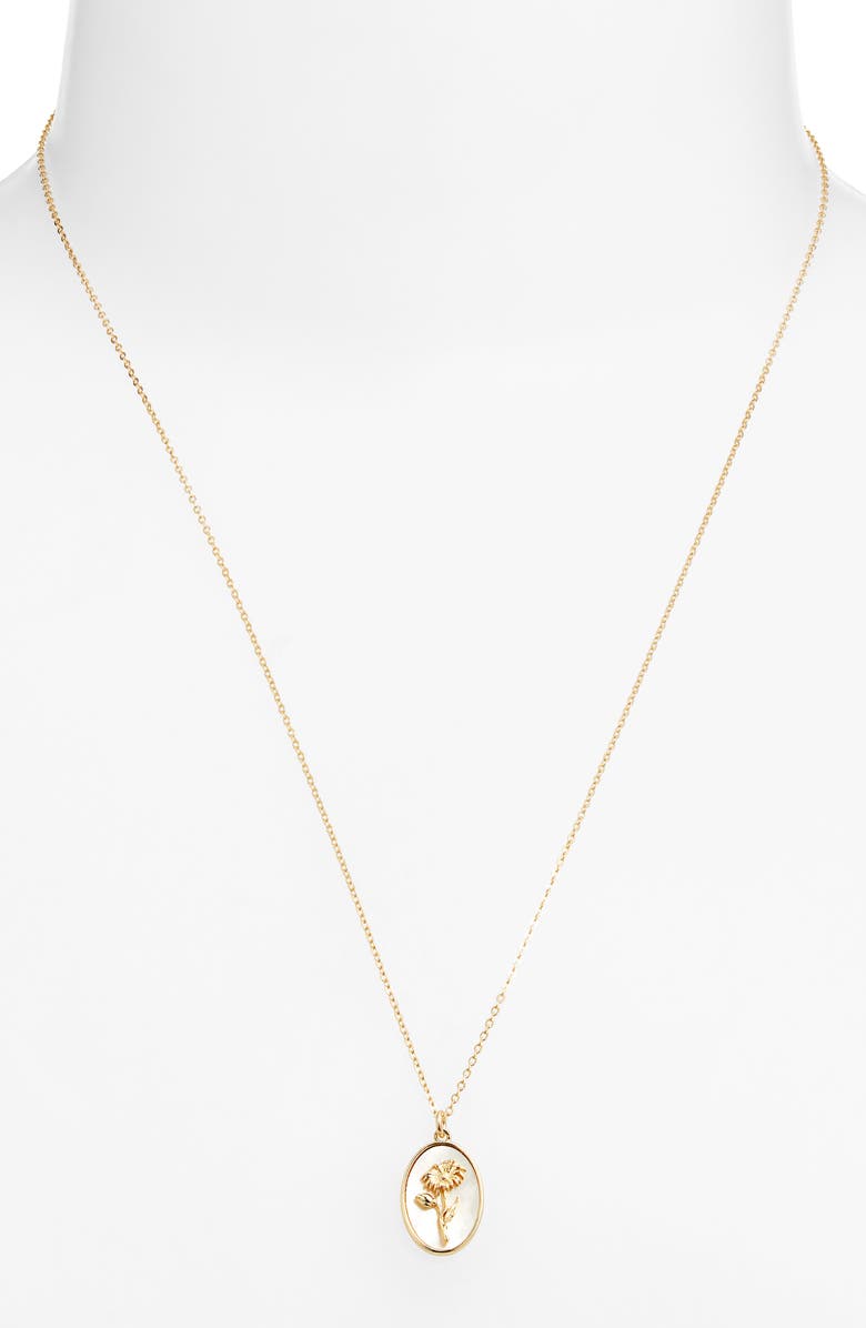 Set & Stones Katrina Birth Flower Pendant Necklace, Alternate, color, Gold / April - Daisy