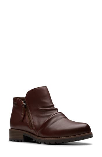 Clarks ® Nissini Top Waterproof Leather Ankle Boot In Brown