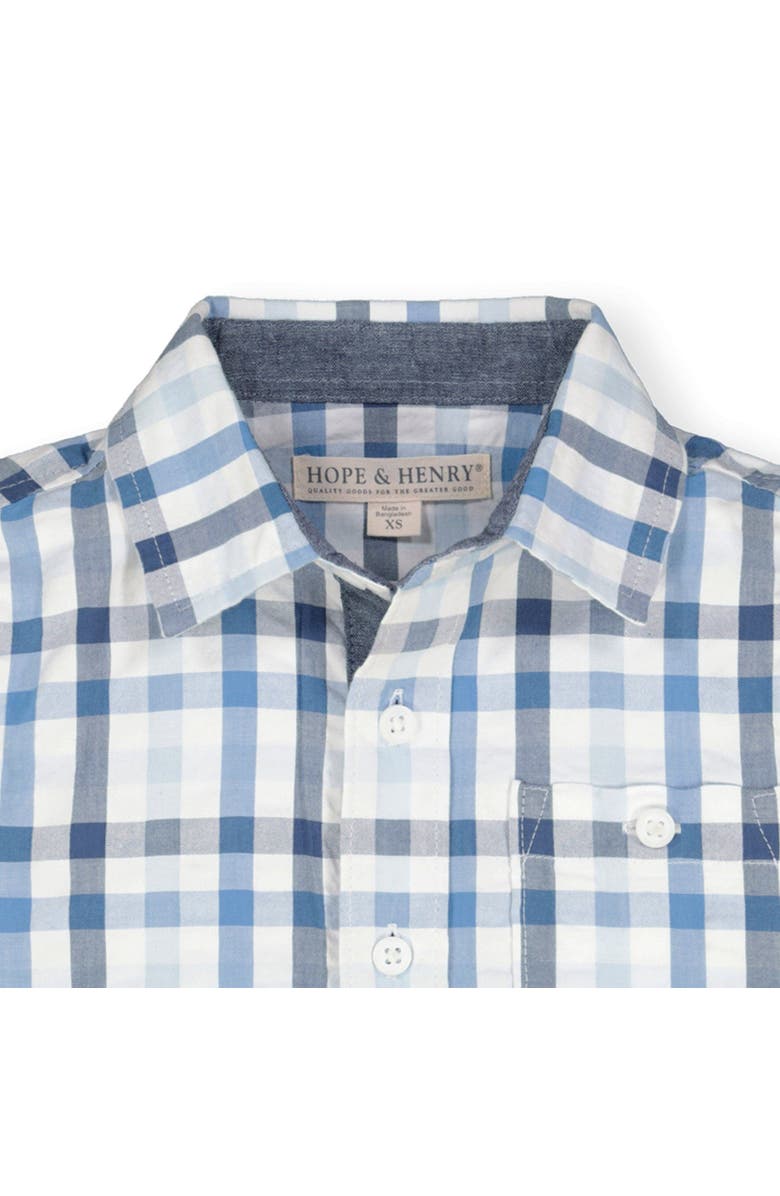 Hope & Henry Short Sleeve Seersucker Button Down Shirt, Alternate, color, Tonal Blue Seersucker Check