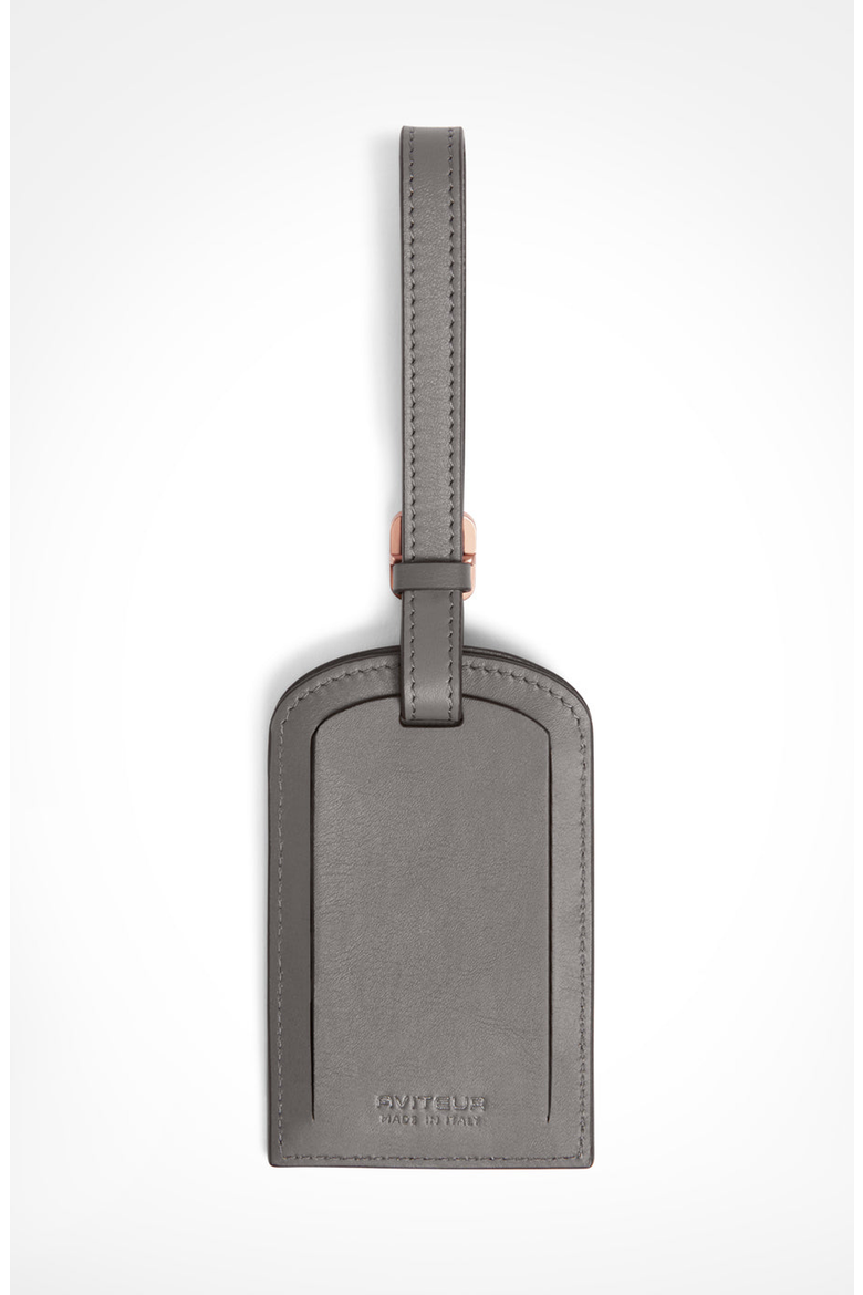 Paglia di Vienna Weave Calfskin Luggage Tag, Alternate, color, Elephant Grey