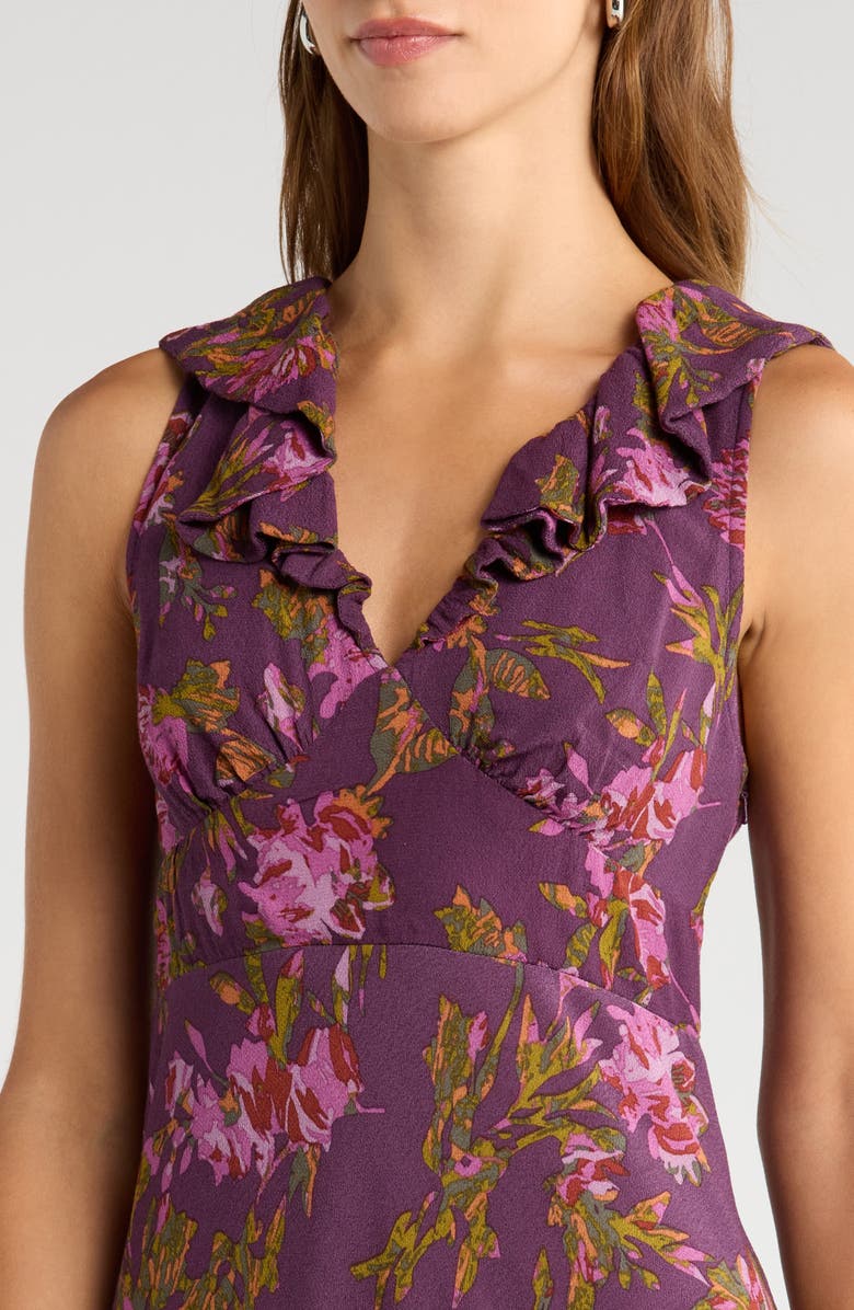 Treasure & Bond Ruffle Detail Sleeveless Midi Dress, Alternate, color, Purple- Green Ferrah Bloom