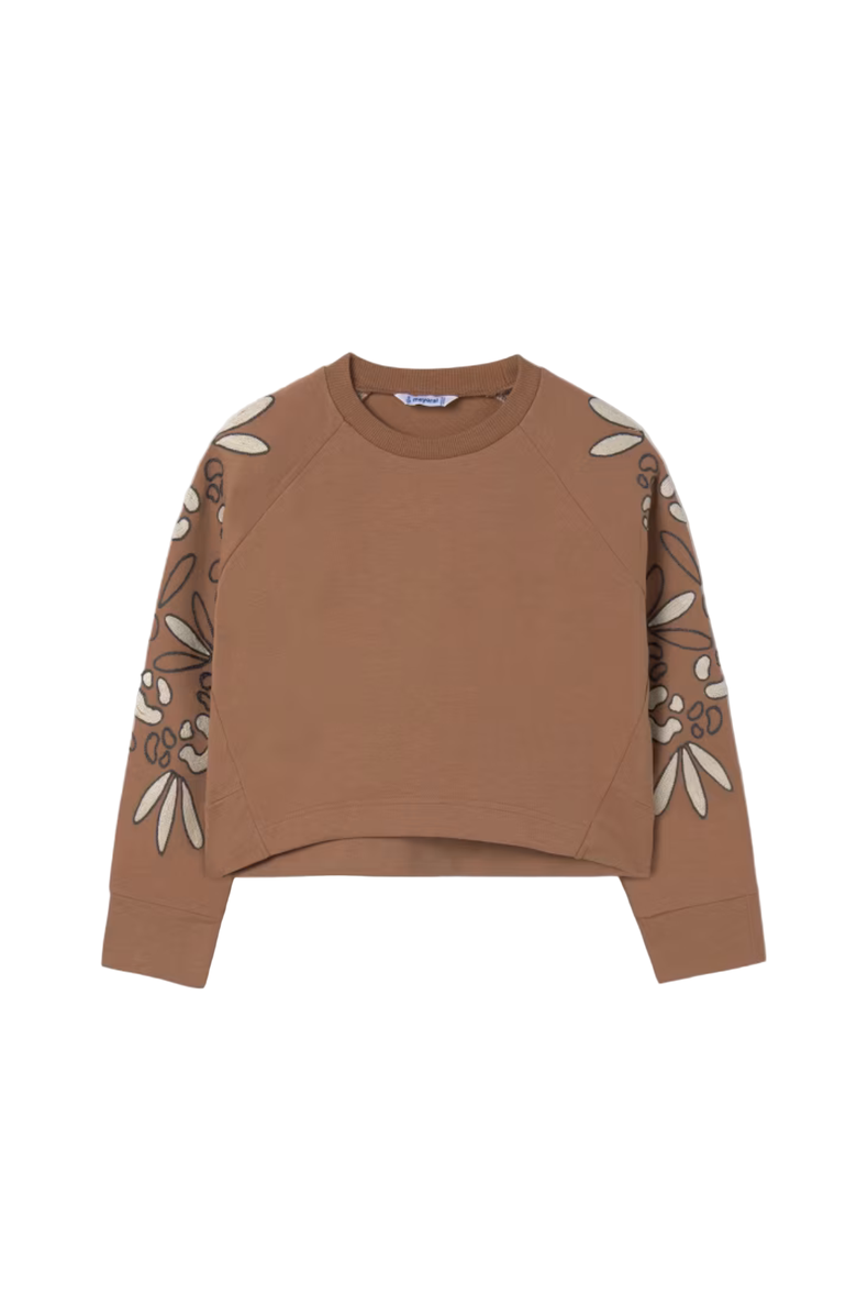 Mayoral Sleeve Detail Sweatshirt, Main, color, Brown