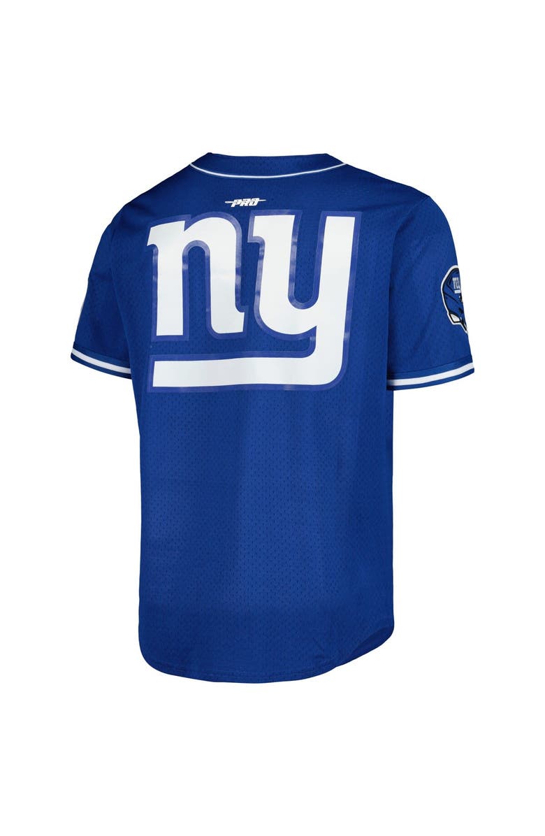 PRO STANDARD Men's Pro Standard Saquon Barkley Royal New York Giants Mesh Baseball Button-Up T-Shirt, Alternate, color, 