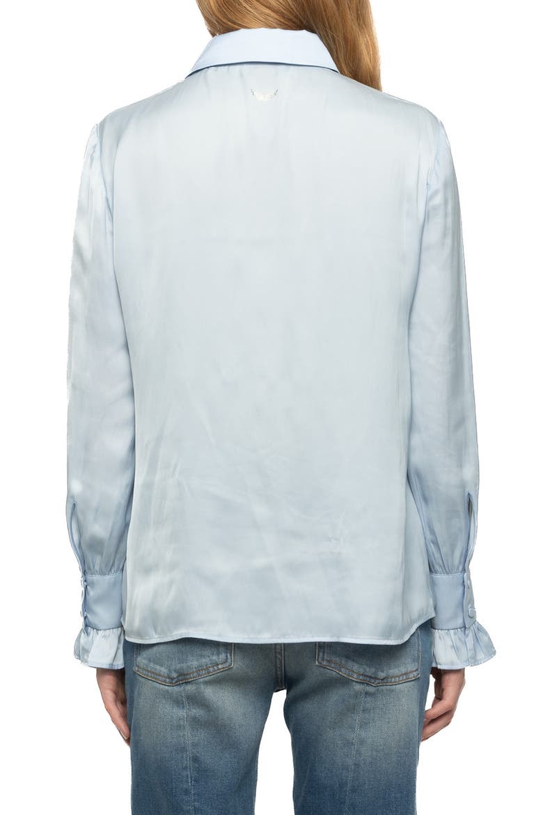 Thely Satin Shirt, Alternate, color, BLEU OXFORD
