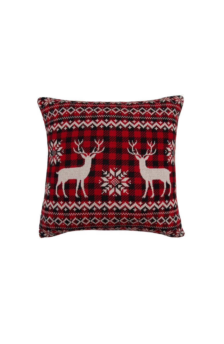 C&F Home Deer Christmas Throw Pillow, 20" x 20", Main, color, Red