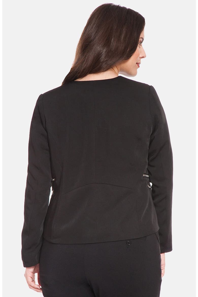 Zip Detail Open Front Crepe Jacket, Alternate, color, BLACK
