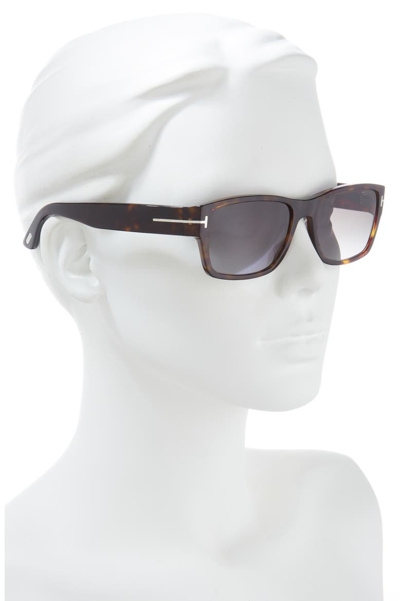 56mm Rectangle Sunglasses, Alternate, color, DARK HAVANA / SMOKE