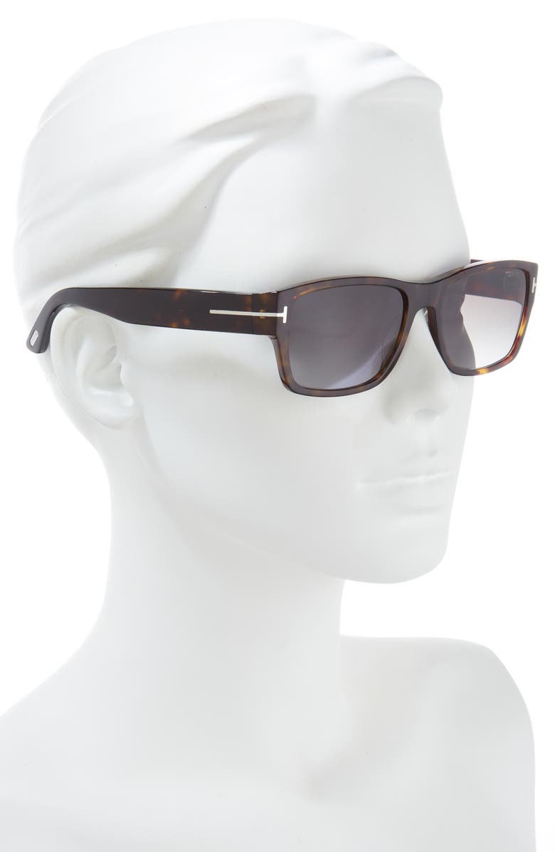 TOM FORD 56mm Rectangle Sunglasses, Alternate, color, Dark Havana / Smoke